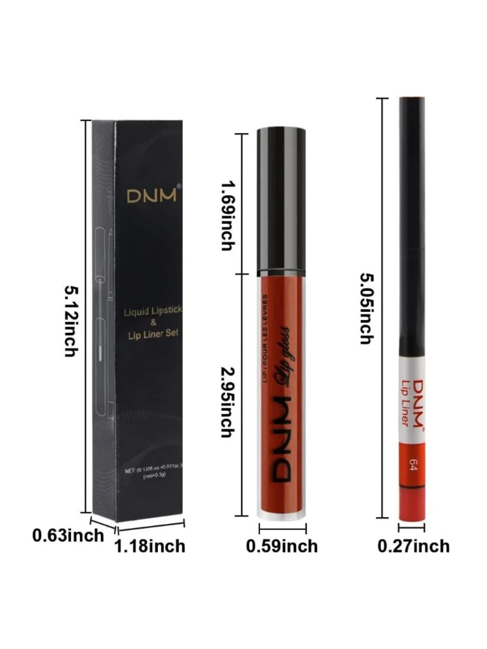 DNM 59# Fuchsia Red 2Pcs 24H Long-Lasting Matte Liquid Lipstick and Lip Liner